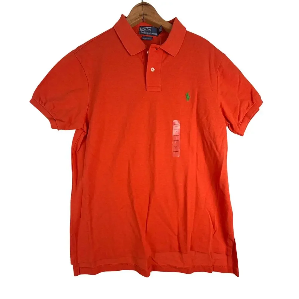 Polo Ralph Lauren Men's Orange Soft Cotton Polo‎ Shirt, Size L, NWT